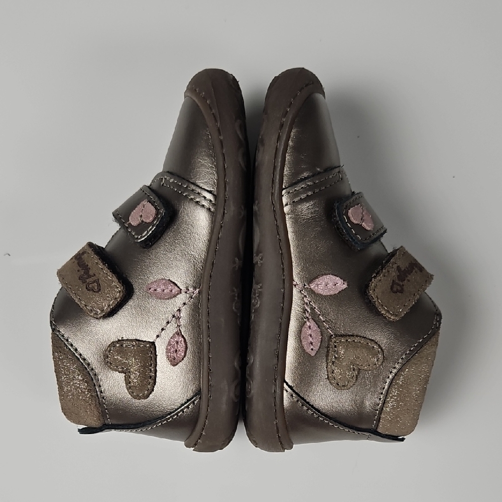 Primigi Metallic Bronze Baby Shoes with Pink Accents